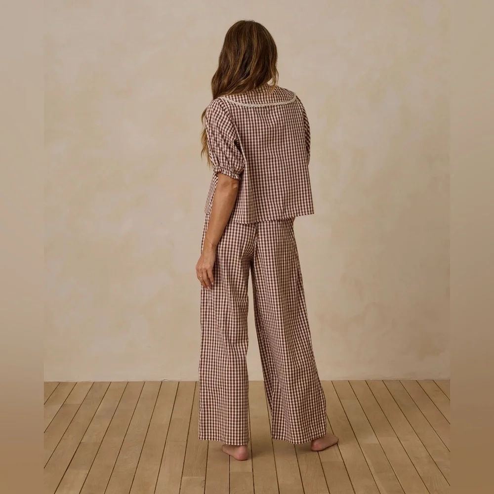 Rylee + Cru Brick Gingham Pajamas - Picture 2 of 12
